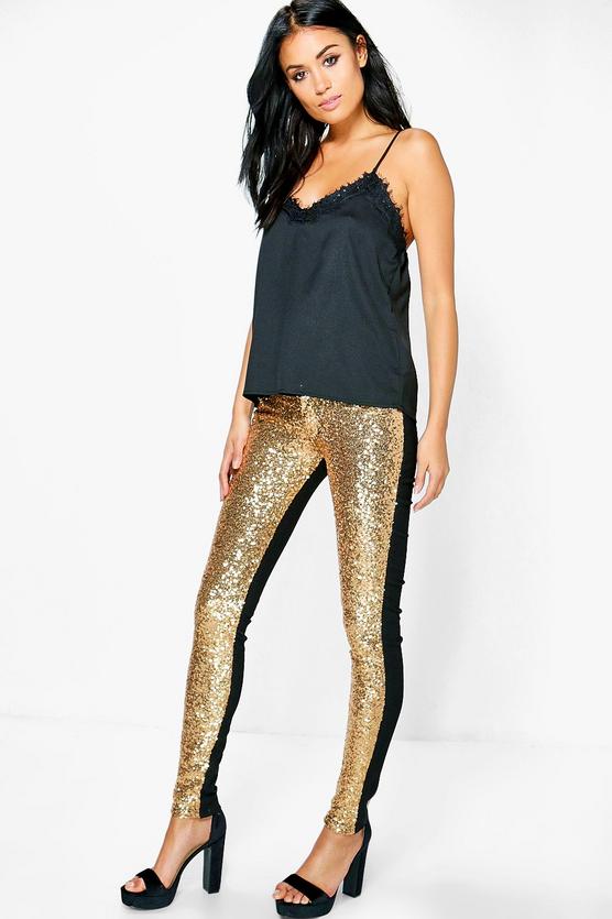 Alexi Sequin Front Super Skinny Trousers